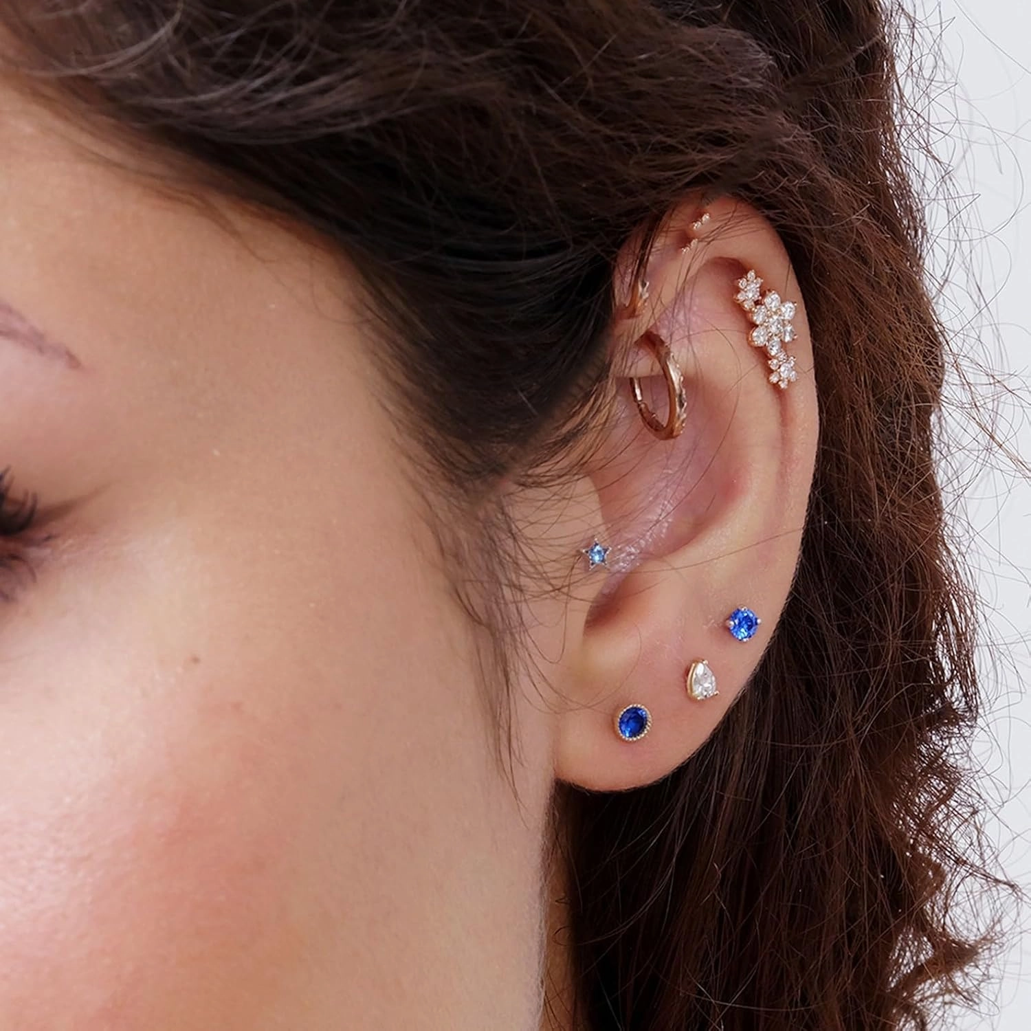 14K Solid Gold Birthstone Flat Back Stud Earring for Women Cartilage Earring Threaded Earlobe Tragus Helix Piercing Jewelry Nose Ring Gemstone Earring for Upper Ear Minimalist SINGLE STUD or PAIR