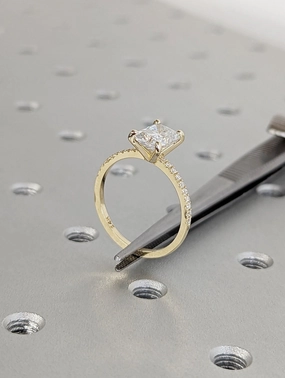 14K Solid Gold Engagement Ring /1.5CT Radiant Moissanite Wedding Ring/Moissanite Engagement Ring/Stack Ring/Promise ring/Yellow gold