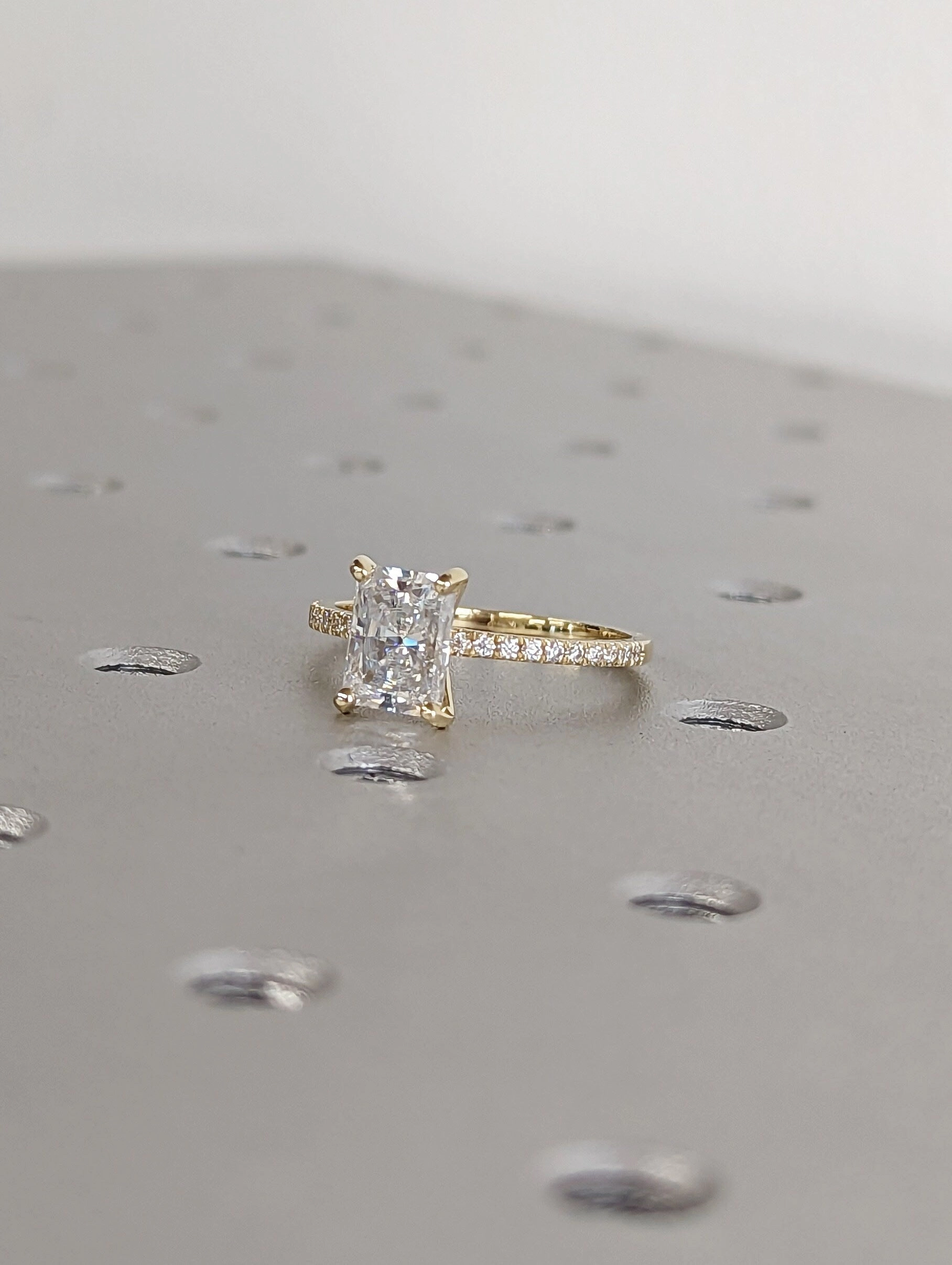 14K Solid Gold Engagement Ring /1.5CT Radiant Moissanite Wedding Ring/Moissanite Engagement Ring/Stack Ring/Promise ring/Yellow gold