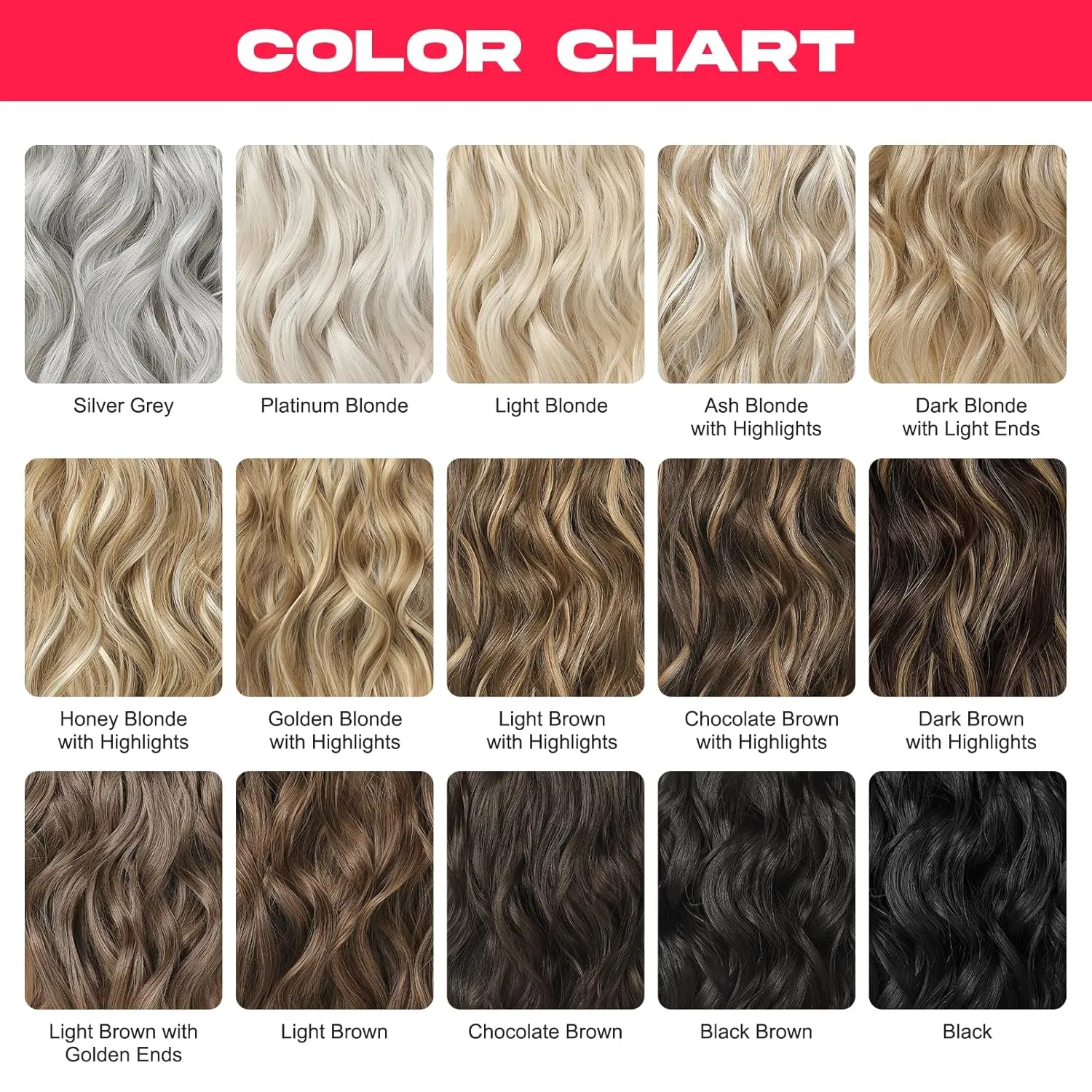 14" Short Clip in Hair Extensions - 4PCS Beach Wave Black Brown Natural Soft Synthetic Hairpiece for Women