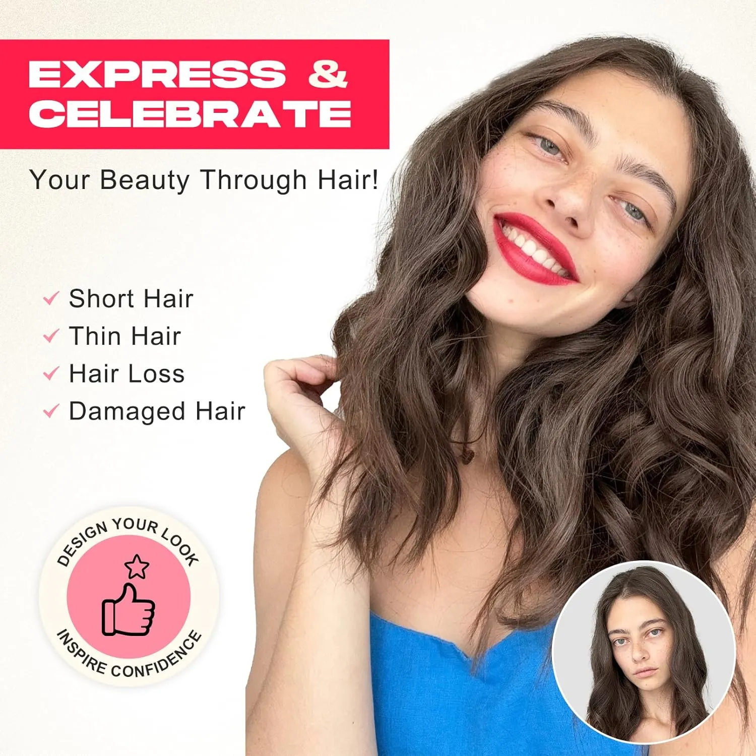 14" Short Clip in Hair Extensions - 4PCS Beach Wave Black Brown Natural Soft Synthetic Hairpiece for Women