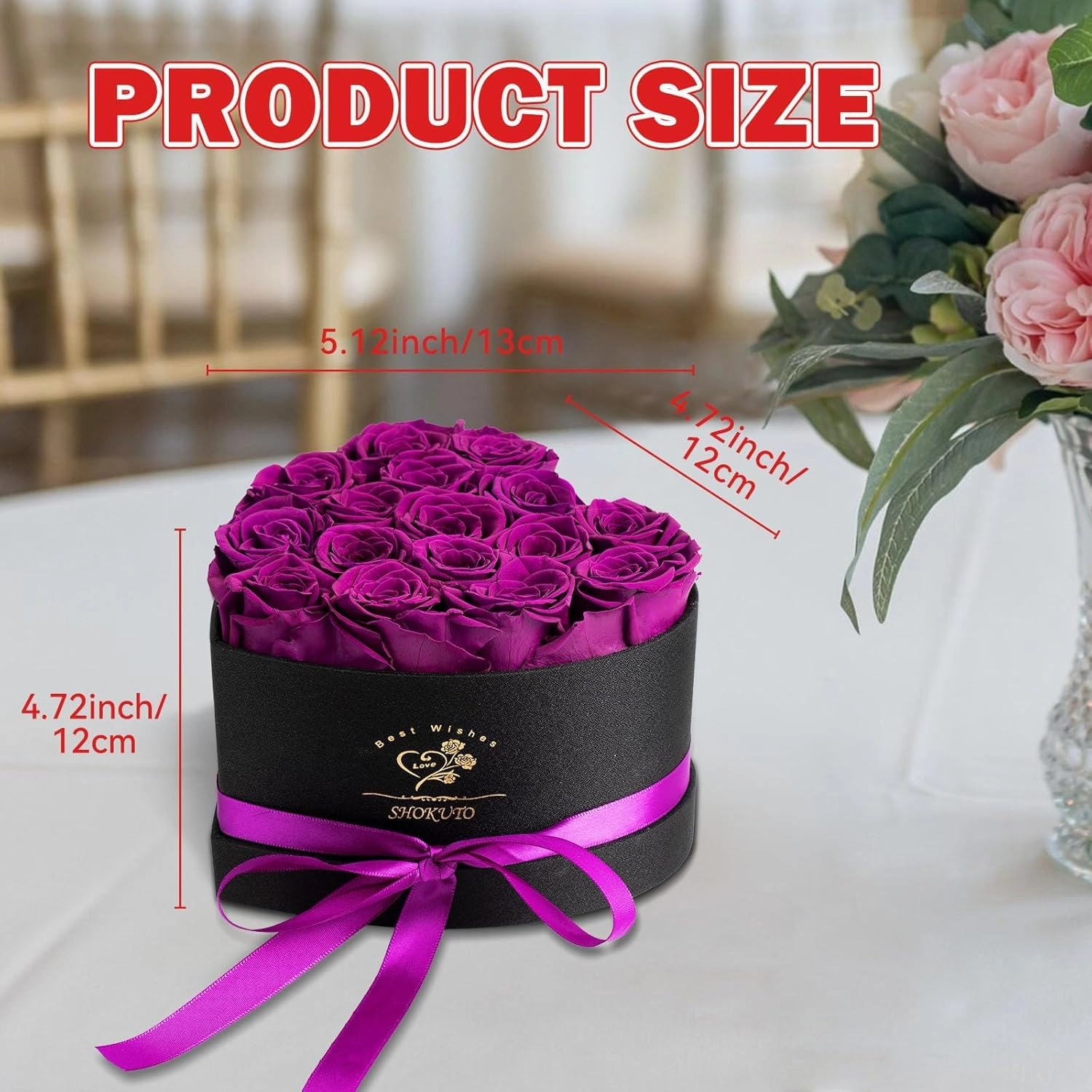 16-Piece Forever Roses in Heart Box,Preserved Rose Flowers,Birthday Gifts for Women Her Mothers Wife,100% Real Roses Last for 3 Years.Eternal Rose Gift Box for Valentines Christmas Mother's Day