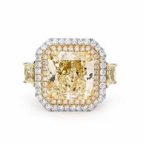 18ct White Gold & 9ct Yellow Diamond Cocktail Ring