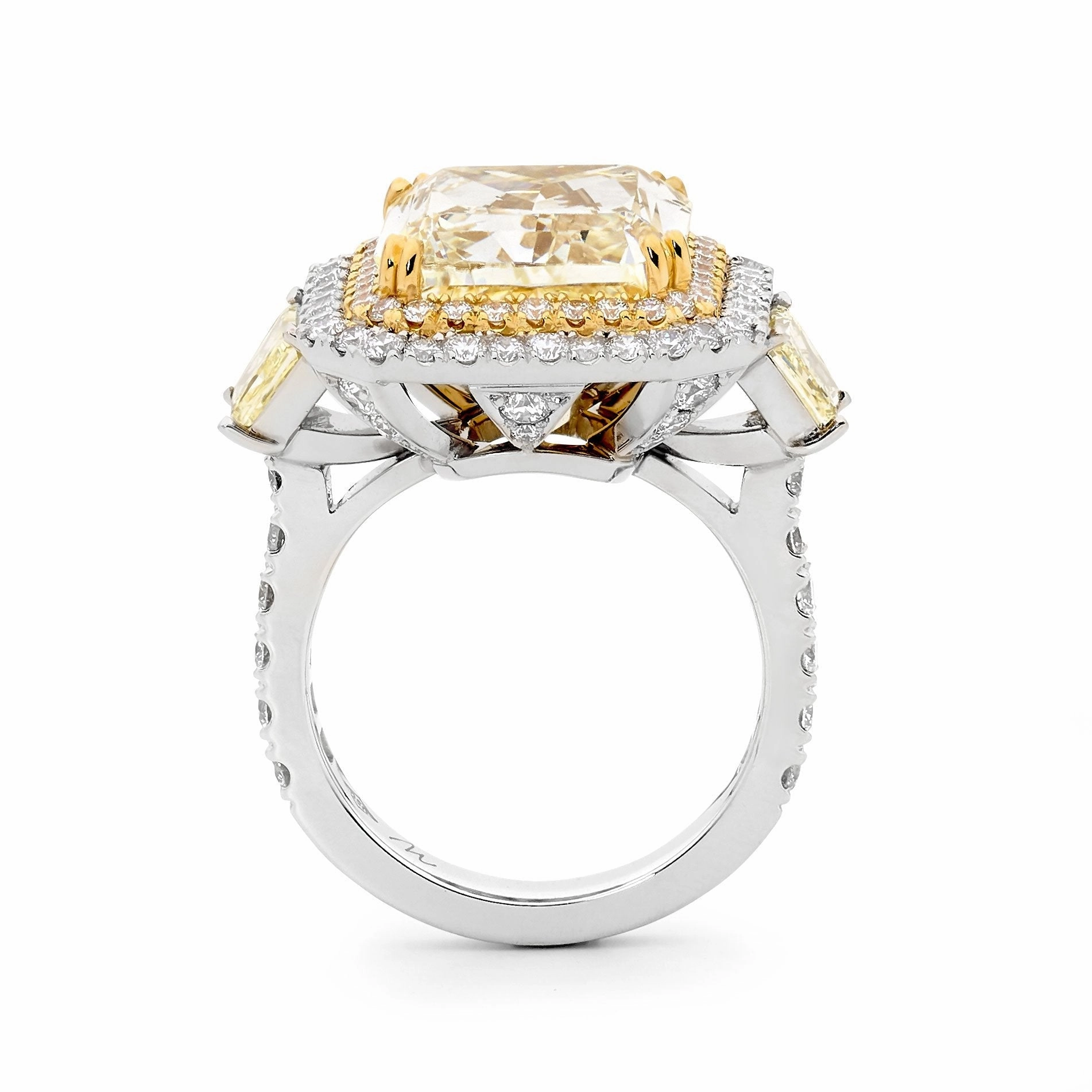 18ct White Gold & 9ct Yellow Diamond Cocktail Ring