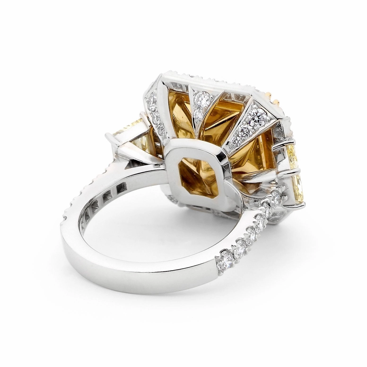 18ct White Gold & 9ct Yellow Diamond Cocktail Ring