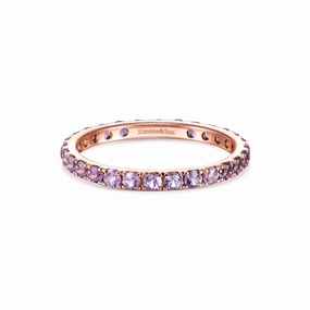18K Rose Gold Pink Sapphire Wedding Band 1.09ctw.