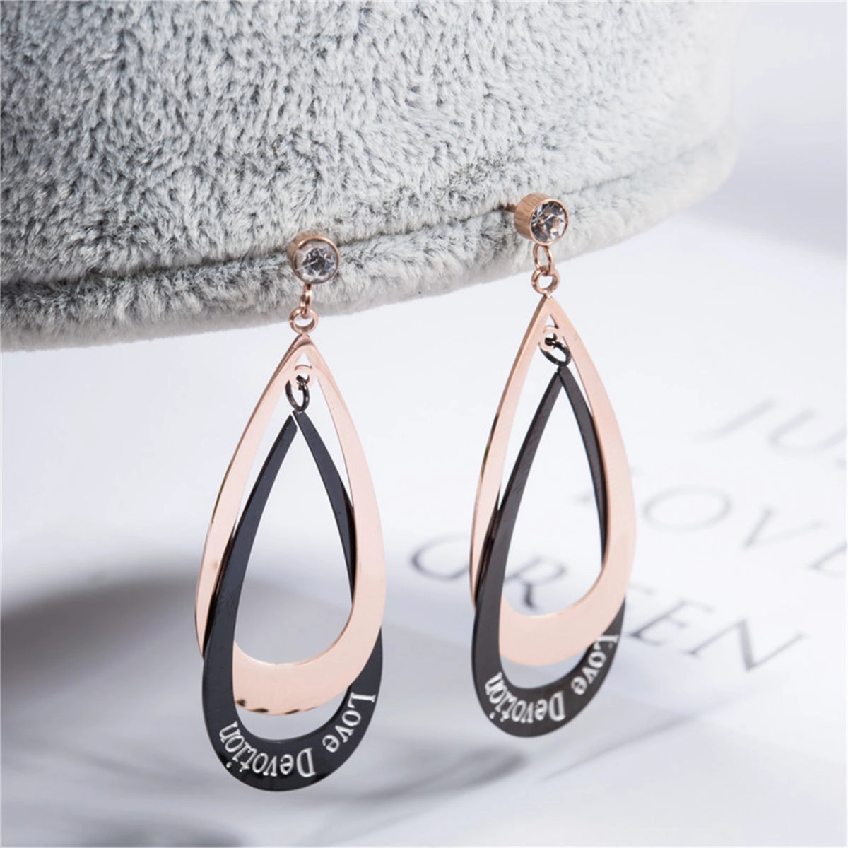 18K Rose Gold-Plated Interlocking Drop Earrings