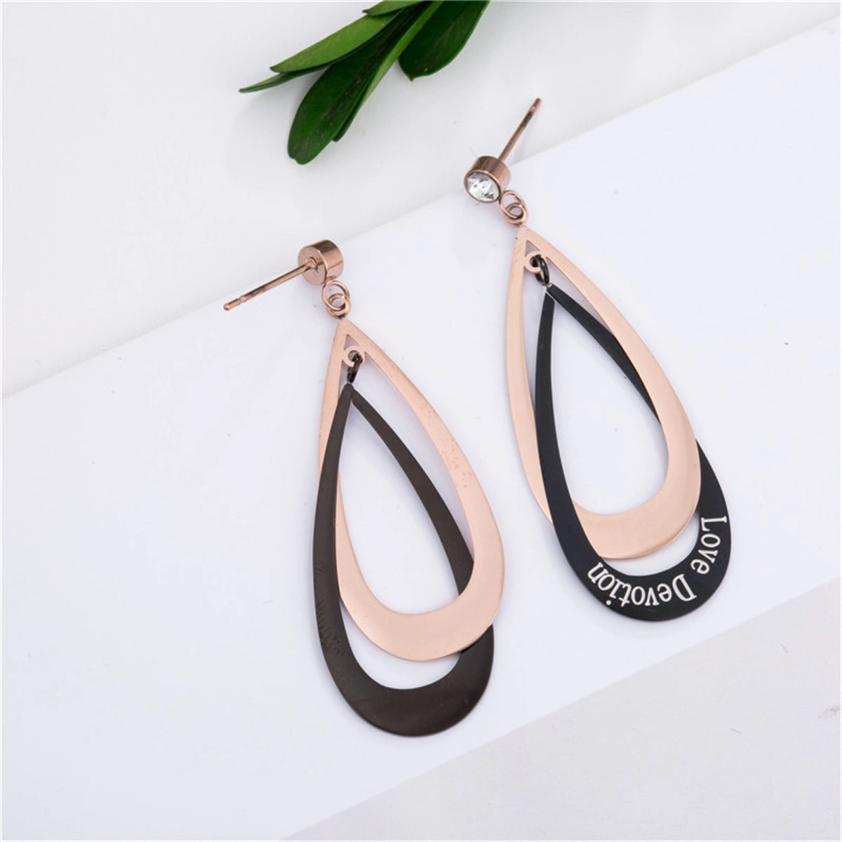 18K Rose Gold-Plated Interlocking Drop Earrings