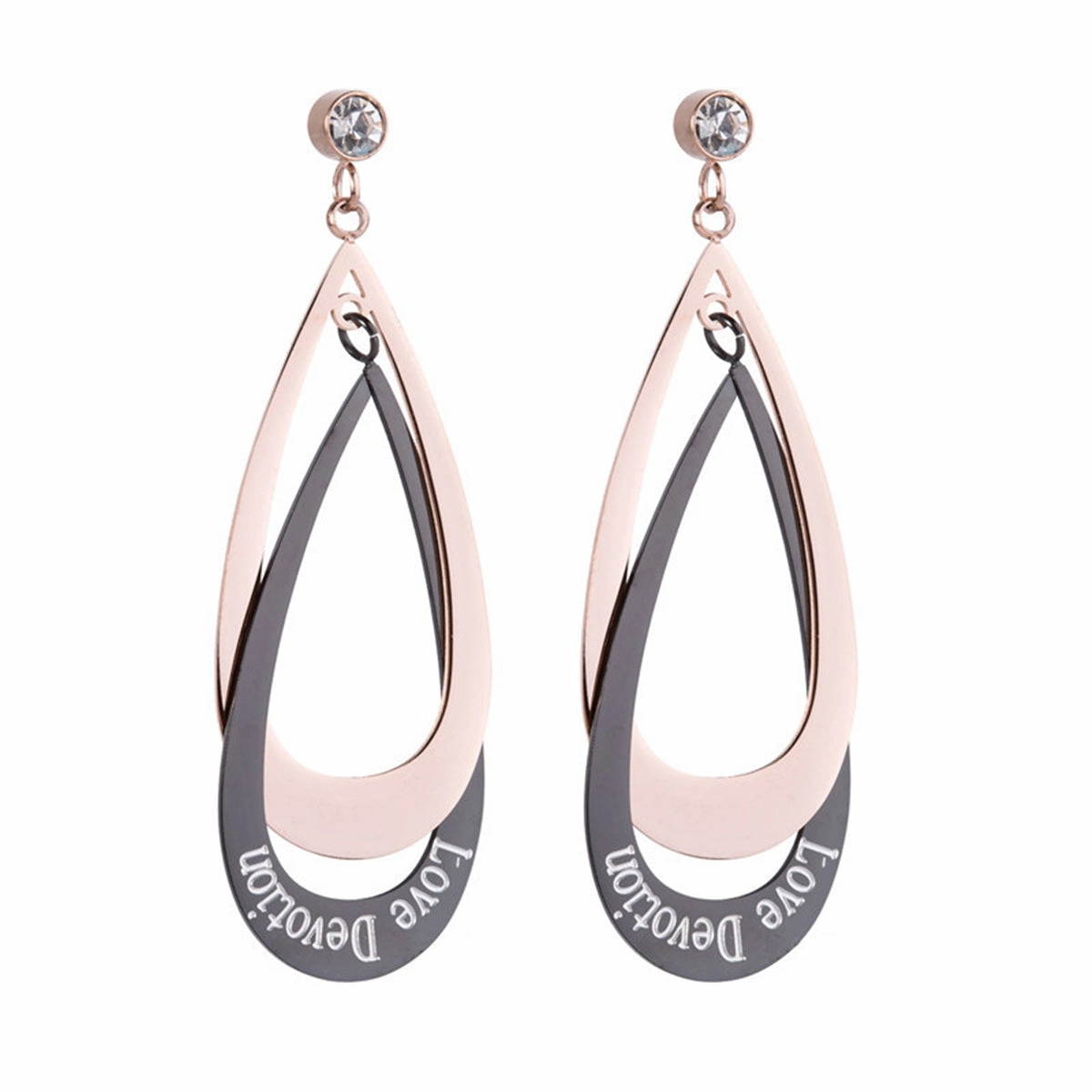 18K Rose Gold-Plated Interlocking Drop Earrings
