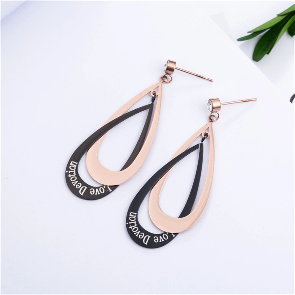 18K Rose Gold-Plated Interlocking Drop Earrings