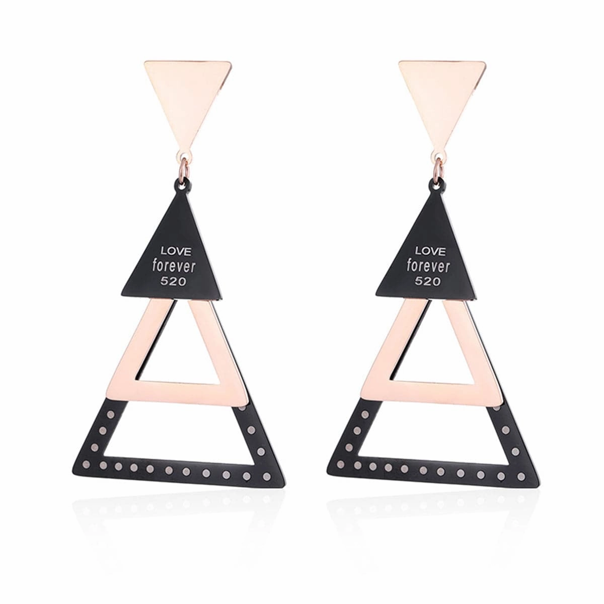 18K Rose Gold-Plated Triple Triangle Drop Earring