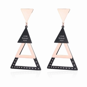 18K Rose Gold-Plated Triple Triangle Drop Earring