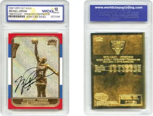1998 Michael Jordan Fleer '86 Rookie Signature Series 23KT Gold Card Prism Holo Refractor - Gem-Mint 10