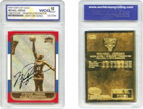 1998 Michael Jordan Fleer '86 Rookie Signature Series 23KT Gold Card Prism Holo Refractor - Gem-Mint 10