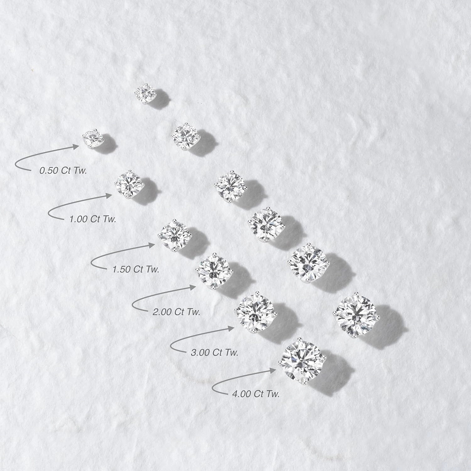 1/2 to 4 Carat Lab Grown Diamond Round Stud Earrings for Women I 14k Gold Earrings (G-H, VS1-VS2, 0.50 to 4.00 cttw) 4-Prong Brilliant Cut Diamond I Push Back Studs by Carbon Atelier