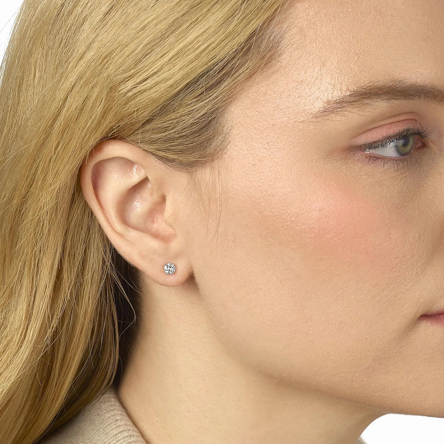 1/2 to 4 Carat Lab Grown Diamond Round Stud Earrings for Women I 14k Gold Earrings (G-H, VS1-VS2, 0.50 to 4.00 cttw) 4-Prong Brilliant Cut Diamond I Push Back Studs by Carbon Atelier