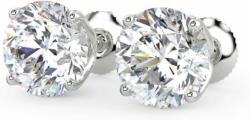 1/2 to 4 Carat Lab Grown Diamond Round Stud Earrings for Women I 14k Gold Earrings (G-H, VS1-VS2, 0.50 to 4.00 cttw) 4-Prong Brilliant Cut Diamond I Push Back Studs by Carbon Atelier