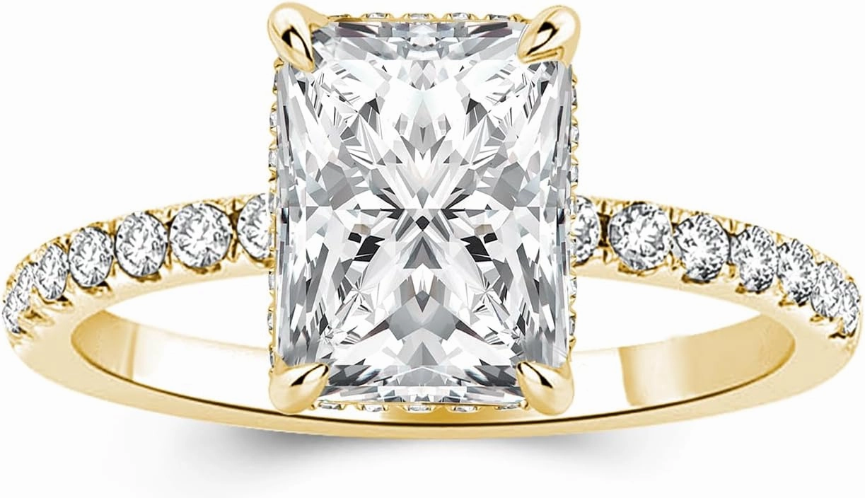 1.5 Carat Radiant Cut Moissanite Engagement Ring for Women, S925 Sterling Silver, D Color VVS1 Lab-Created Moissanite Promise Ring