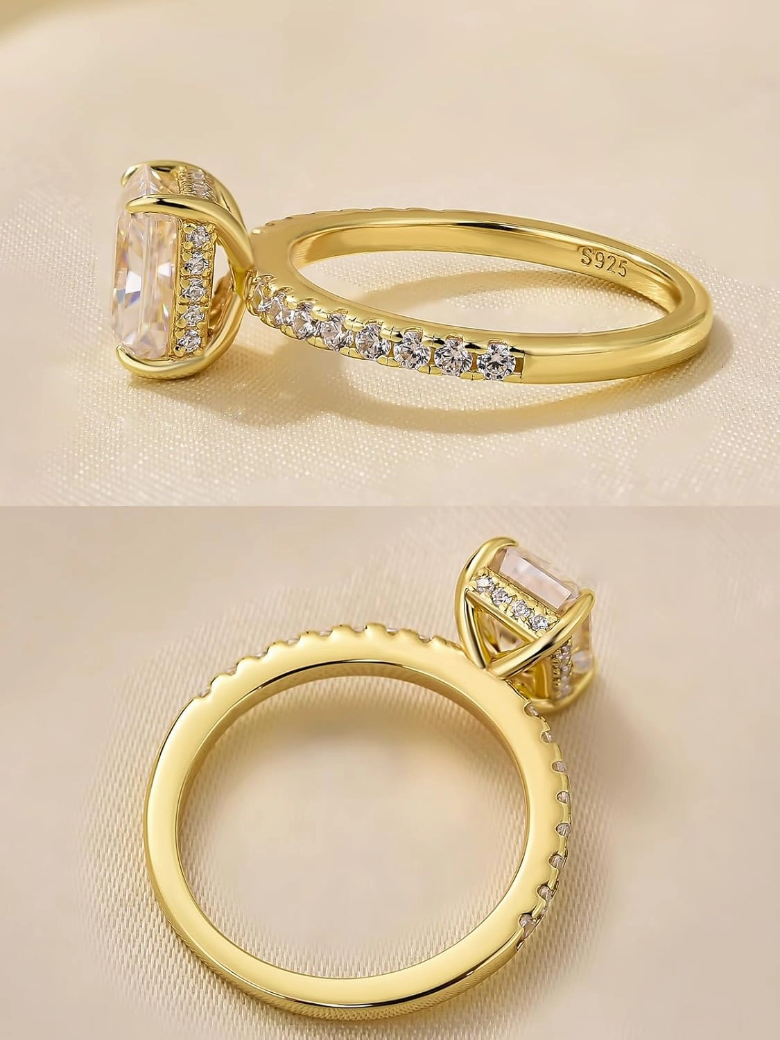 1.5 Carat Radiant Cut Moissanite Engagement Ring for Women, S925 Sterling Silver, D Color VVS1 Lab-Created Moissanite Promise Ring