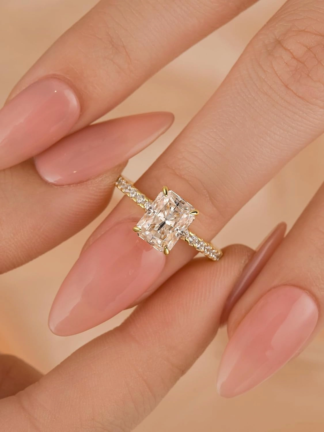 1.5 Carat Radiant Cut Moissanite Engagement Ring for Women, S925 Sterling Silver, D Color VVS1 Lab-Created Moissanite Promise Ring