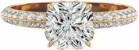 1-5ct IGI Certified Radiant & Round Cut VVS1-2 E-F colour Lab Grown Diamond Pavé Knife Edge Lotus Basket Engagement Ring For Women