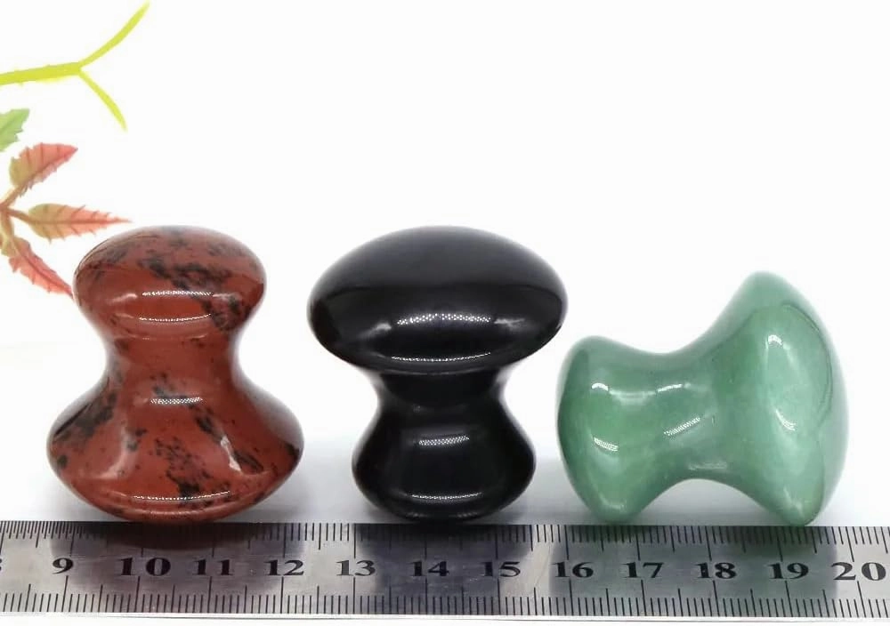1pc Natural Rose Quartz Crystal Mushroom Facial Stone Gua Sha Skin Face Tools