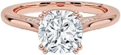 2 CT Cushion Cut Cathedral Crown Moissanite Engagement Ring, Handmade Wedding Ring, Milgrain Tacori Promise Ring, Christmas Gift For Her In 10K/14K/18K Solid Gold & 925 Sterling Silver