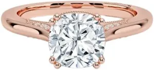 2 CT Cushion Cut Cathedral Crown Moissanite Engagement Ring, Handmade Wedding Ring, Milgrain Tacori Promise Ring, Christmas Gift For Her In 10K/14K/18K Solid Gold & 925 Sterling Silver