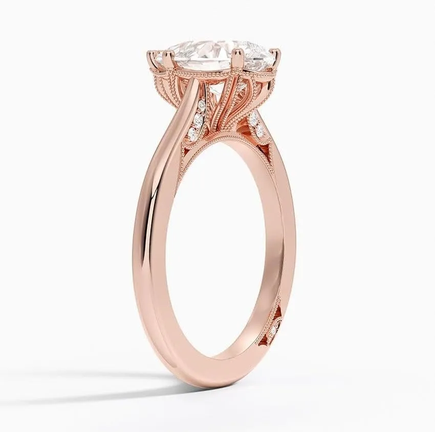 2 CT Pear Cut Cathedral Crown Moissanite Engagement Ring, Handmade Wedding Ring, Milgrain Tacori Promise Ring, Christmas Gift For Her In 10K/14K/18K Solid Gold & 925 Sterling Silver