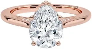 2 CT Pear Cut Cathedral Crown Moissanite Engagement Ring, Handmade Wedding Ring, Milgrain Tacori Promise Ring, Christmas Gift For Her In 10K/14K/18K Solid Gold & 925 Sterling Silver