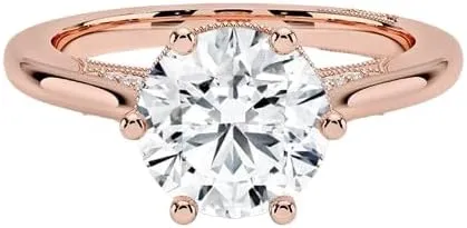 2 CT Round Cut Cathedral Crown Moissanite Engagement Ring, Handmade Wedding Ring, Milgrain Tacori Promise Ring, Christmas Gift For Her In 10K/14K/18K Solid Gold & 925 Sterling Silver