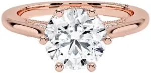2 CT Round Cut Cathedral Crown Moissanite Engagement Ring, Handmade Wedding Ring, Milgrain Tacori Promise Ring, Christmas Gift For Her In 10K/14K/18K Solid Gold & 925 Sterling Silver