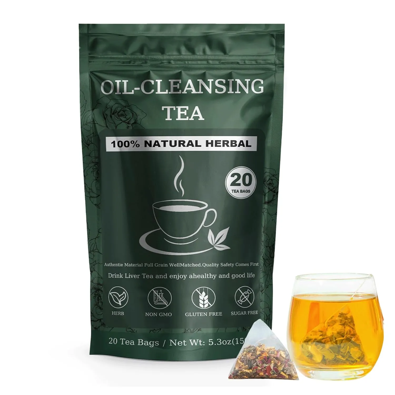 20 Bags Oil Cleansing Tea, Oil Reducing Tea for Liver, 10 Herbal with Excellent Formula (1)