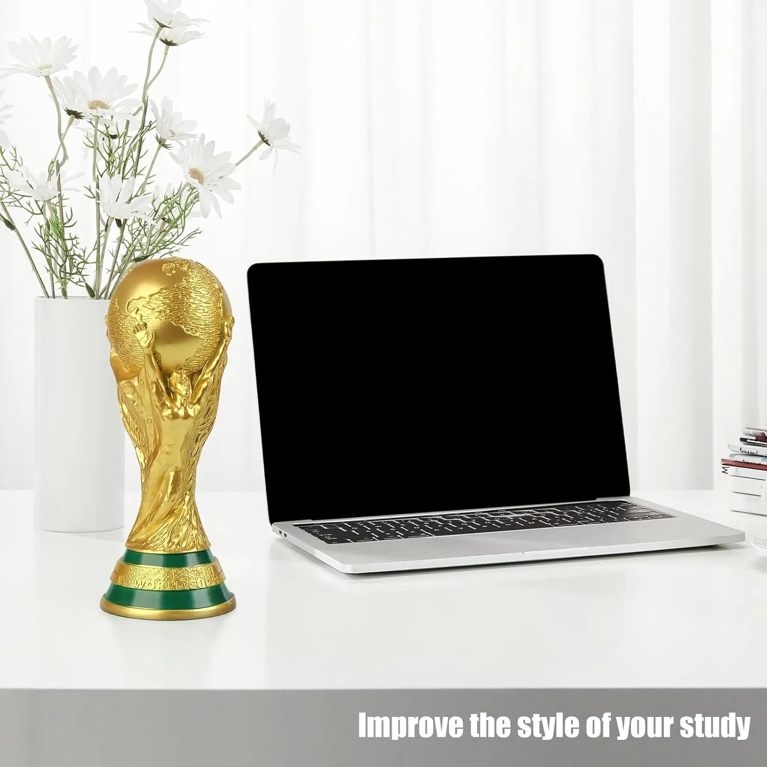 2022 World Cup Trophy Replica, Sports Fan Trophies Collection, Gold Resin Soccer Ball Trophy Desktop Decoration,5/8/10/14IN