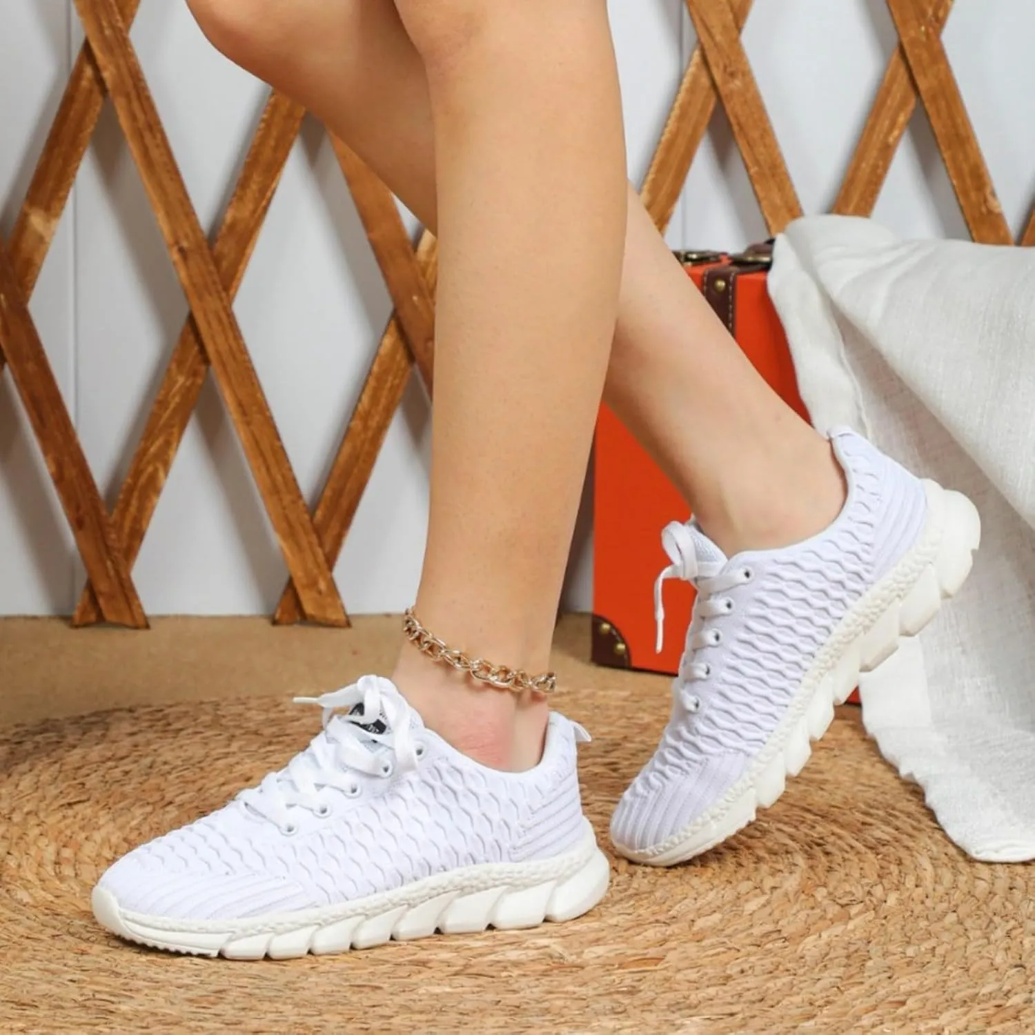 2025 Women Comfortable Casual Shoe Indoor/Outdoor Height Increase Slides Non-Slip Walking Footwear Breathable Slip-On Wedge Heel Shoes Summer Loafer Slippers Fashion Lace Up Run Sport Sneakers
