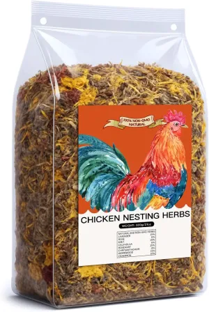 21 Oz Chicken Nesting Herbs Flowers 1.3lb Premixed 8 Dried Poultry Herbs Natural Nesting Box Pads Roost House Lime Herbs Bedding Supplies for Chicken Duck Coop Freshness Promote Egg Laying Coop Smell