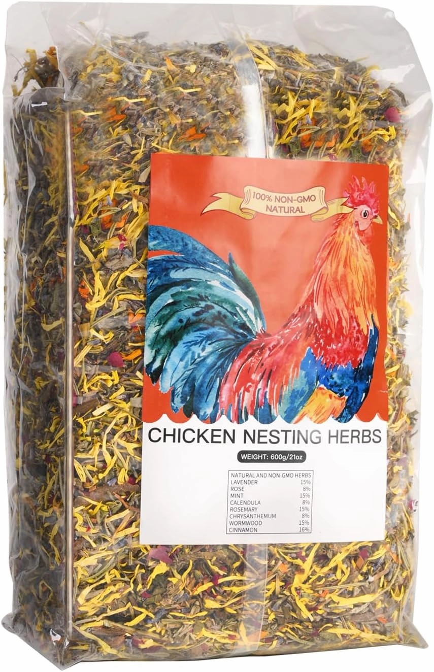 21 Oz Chicken Nesting Herbs Flowers 1.3lb Premixed 8 Dried Poultry Herbs Natural Nesting Box Pads Roost House Lime Herbs Bedding Supplies for Chicken Duck Coop Freshness Promote Egg Laying Coop Smell