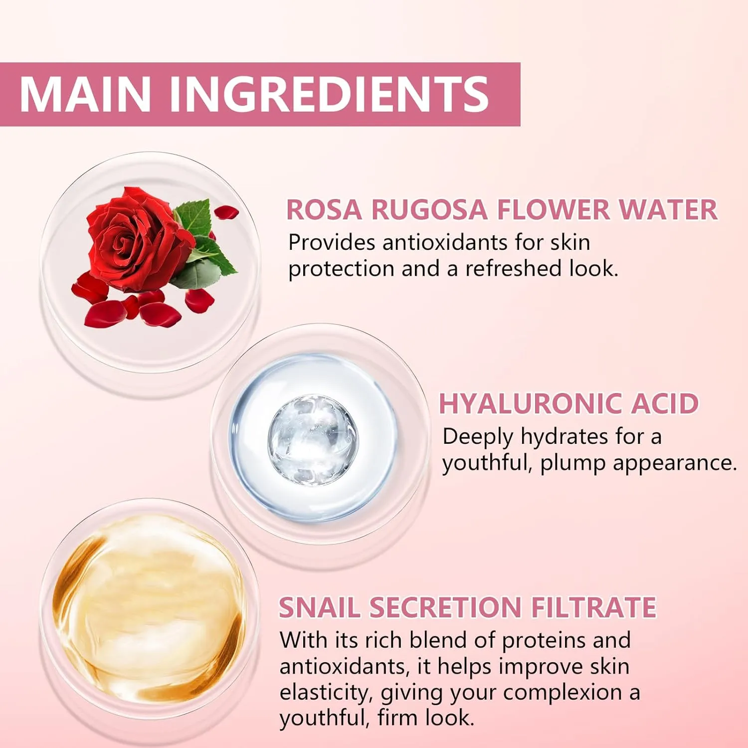 2.3% Hyaluronic Acid Serum for Face with 5% Rosa Rugosa Flower Water Deep Moisturizing Anti-Wrinkle (3Pack-Each 0.507 fl.oz | 15ml)