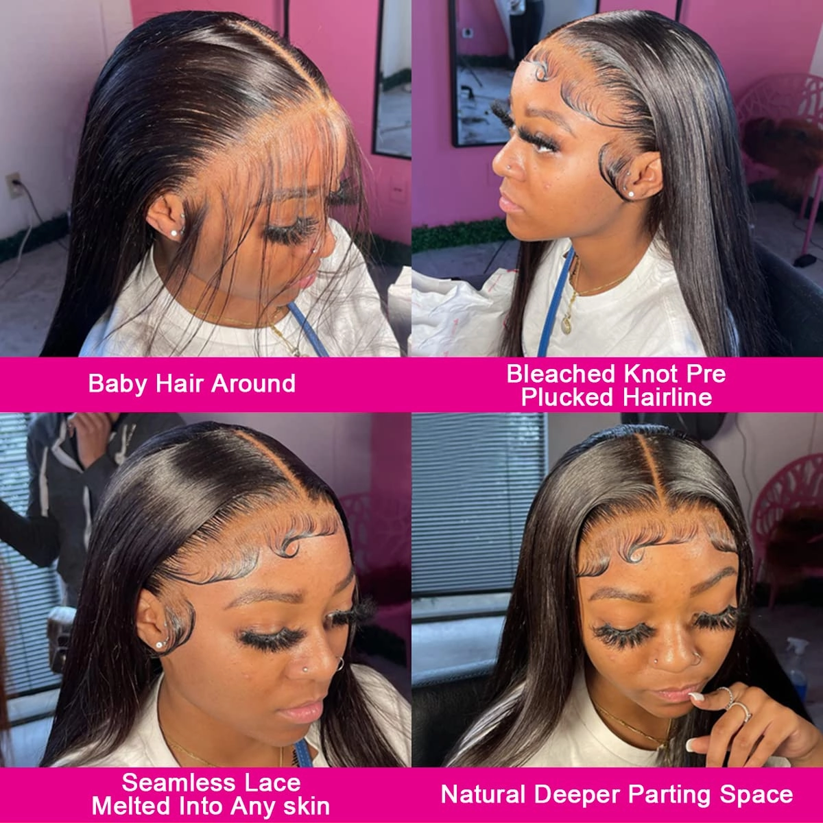 24 Inch Straight Frontal Wigs Human Hair 13x4 Lace Front Wigs Human Hair Straight 180% Glueless Lace Front Wigs human hair Pre Plucked Straight 13x4 HD Transparent Lace Wig