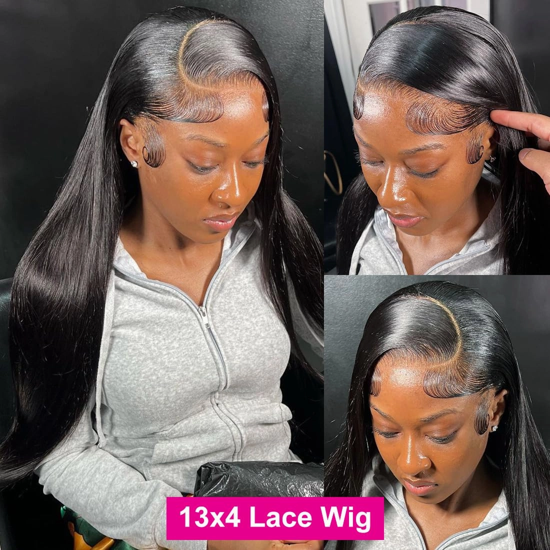 24 Inch Straight Frontal Wigs Human Hair 13x4 Lace Front Wigs Human Hair Straight 180% Glueless Lace Front Wigs human hair Pre Plucked Straight 13x4 HD Transparent Lace Wig
