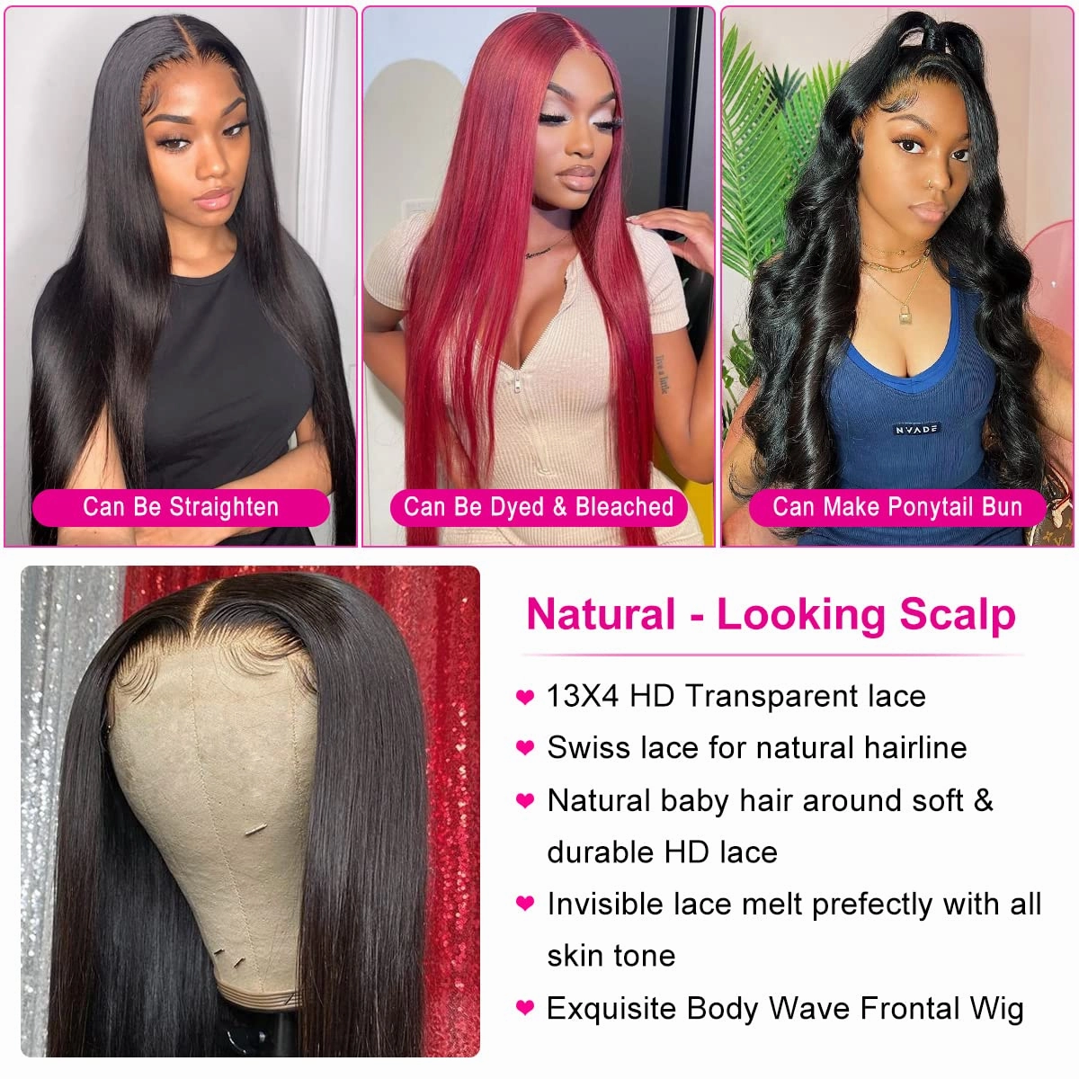 24 Inch Straight Frontal Wigs Human Hair 13x4 Lace Front Wigs Human Hair Straight 180% Glueless Lace Front Wigs human hair Pre Plucked Straight 13x4 HD Transparent Lace Wig