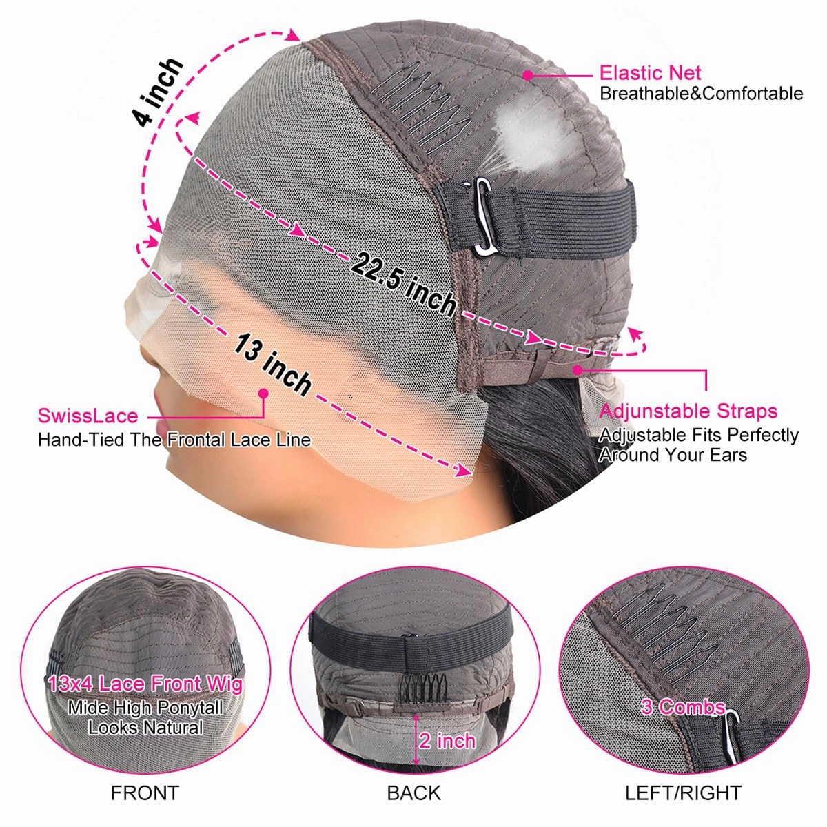 24 Inch Straight Frontal Wigs Human Hair 13x4 Lace Front Wigs Human Hair Straight 180% Glueless Lace Front Wigs human hair Pre Plucked Straight 13x4 HD Transparent Lace Wig