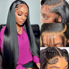 24 Inch Straight Frontal Wigs Human Hair 13x4 Lace Front Wigs Human Hair Straight 180% Glueless Lace Front Wigs human hair Pre Plucked Straight 13x4 HD Transparent Lace Wig