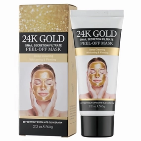 24K Gold Peel-Off Face Mask with Snail Secretion – Firming, Brightening, Blackhead Remover & Pore Cleanser – Anti-Aging Skincare for Women – Family-Friendly Gold Foil Mask for Glowing Skin, G05