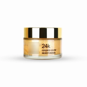 24k Gold Pure Moisturizer For Oily & Dry Skin with Real Gold Flakes and Shimmer | Oil Free Glow Moisturizer For Face | Fast Absorbing Face Cream For Men & Women | Paraben Free | 50gm