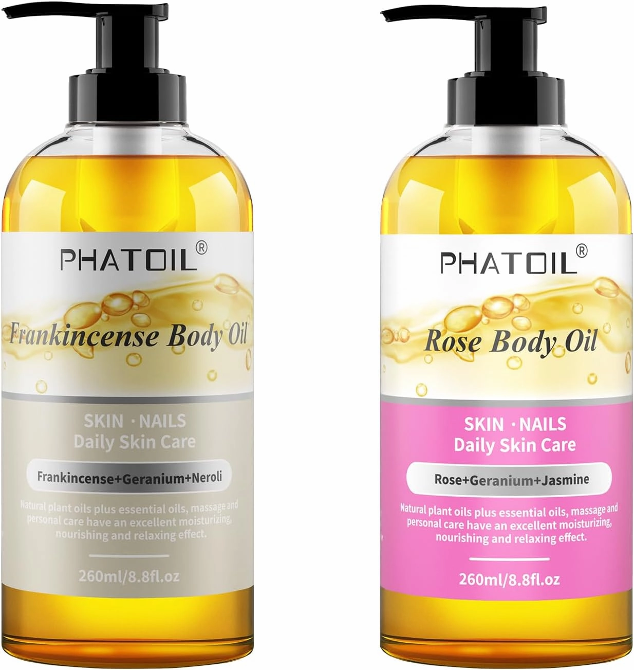 260 ml (8.8 fl.oz) Frankincense Body Oil and Rose Body Oil