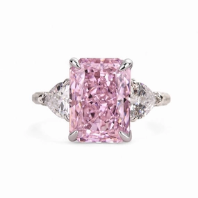 2.50Ct Radiant Cut Lab Grown Three Stone Engagement Ring