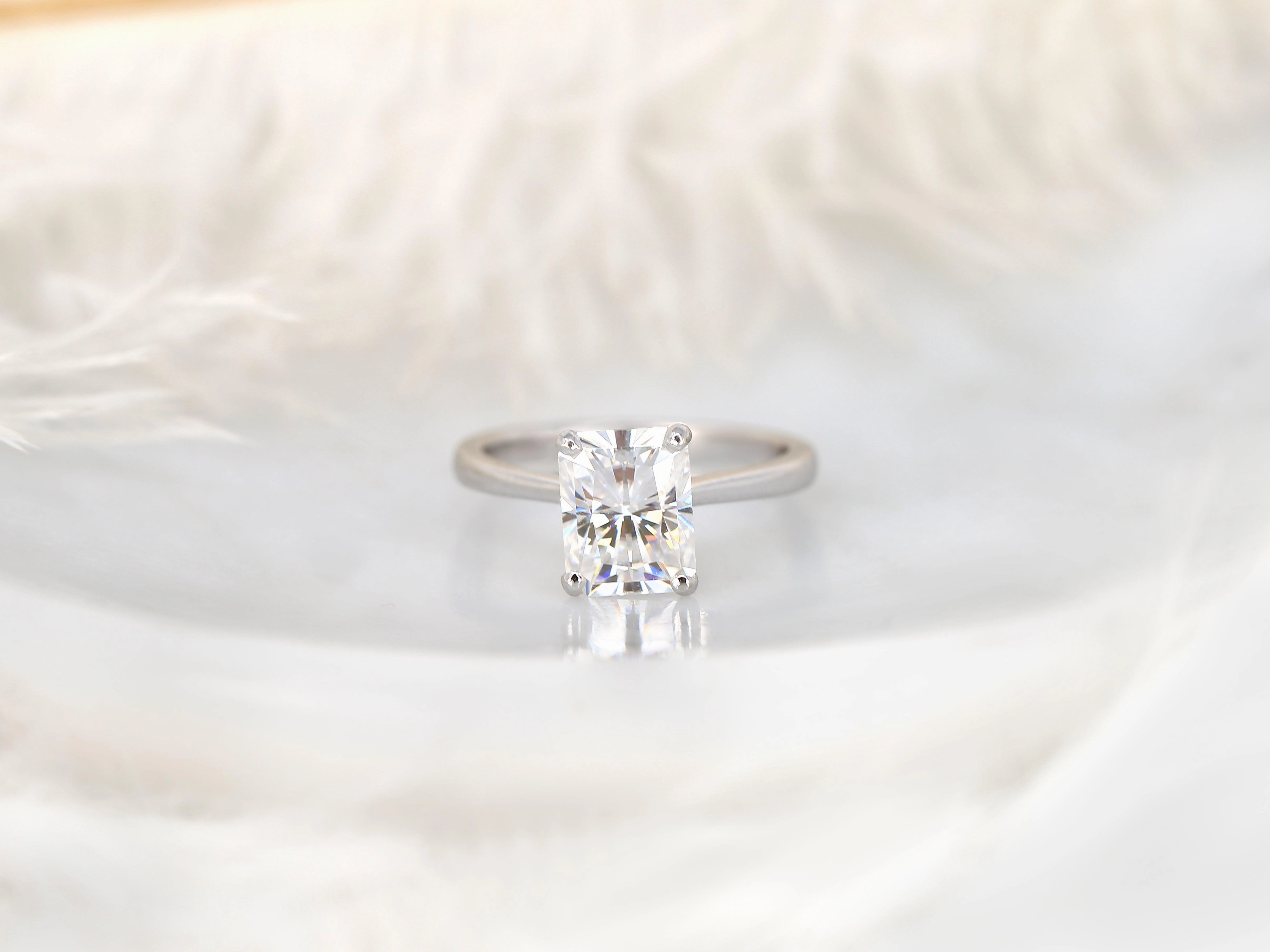 2.70ct Skinny Nancy 9x7mm 14kt Moissanite Cathedral Radiant Solitaire Ring