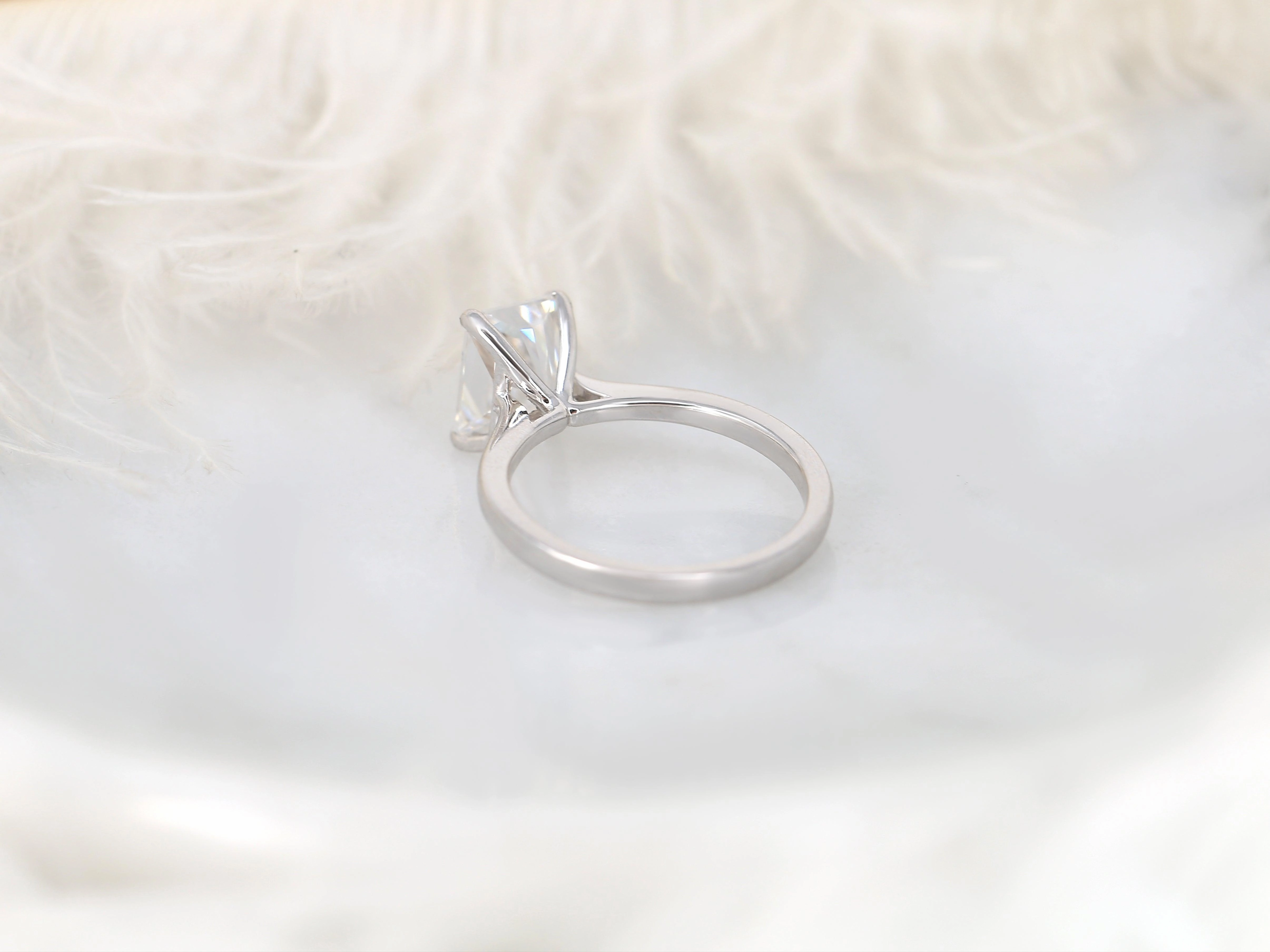 2.70ct Skinny Nancy 9x7mm 14kt Moissanite Cathedral Radiant Solitaire Ring