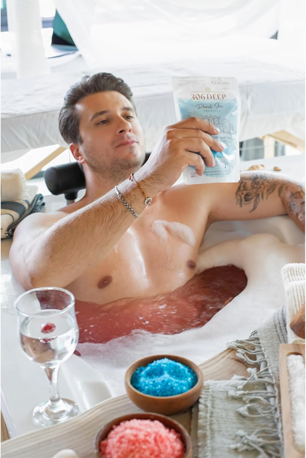 306 Deep Dead Sea Bath Salts Foaming Minerals - Blue Dead Sea Coarse Mineral for Soaking with Lavender Essential Oils, Alternative to Magnesium Flakes and Epsom Salt, Relaxing Bath Products